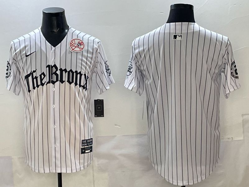 Men 2025 New York Yankees Blank White Stripe Five generations Joint Name Nike MLB Jersey style 02